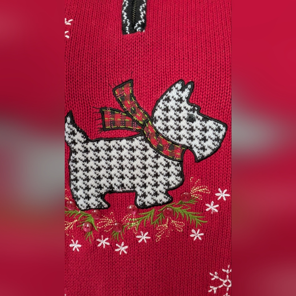 Scottish Terrier Houndstooth Pattern Sweater Small - image 3
